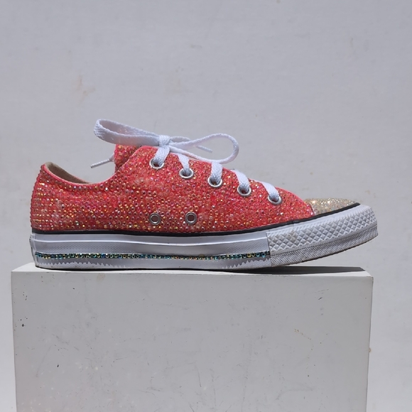 Converse Pink Glitter Low-Tops Size 6 - Picture 2 of 8